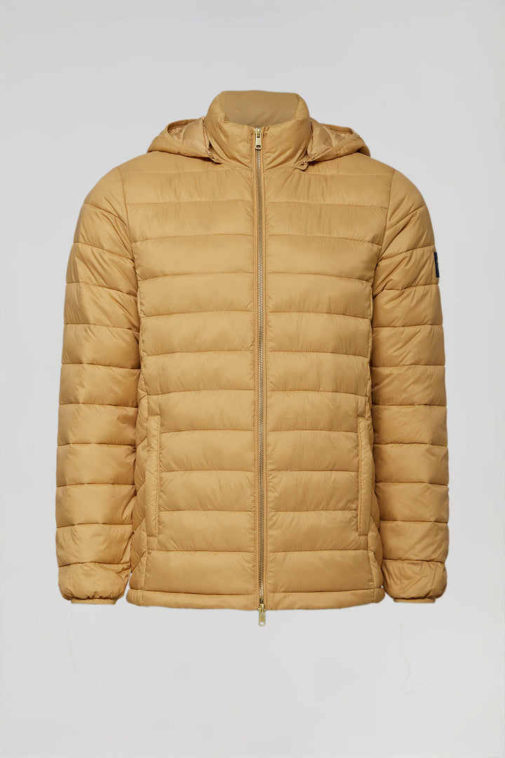 Camel ultralight Charles jacket with hood and Polo Club logo