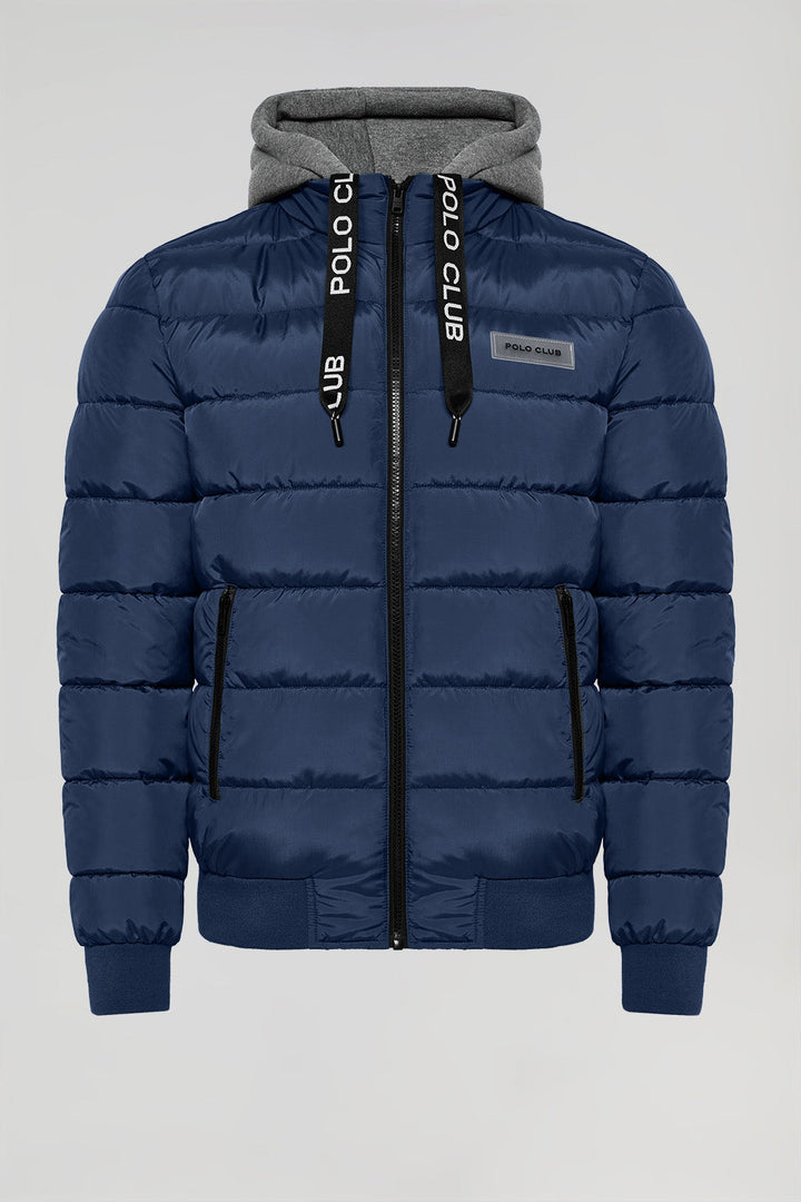 Gewatteerde marineblauwe jas "Dolomite" met Polo Club-patch