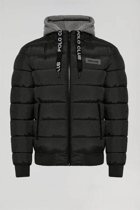 Gewatteerde zwarte jas "Dolomite" met Polo Club-patch