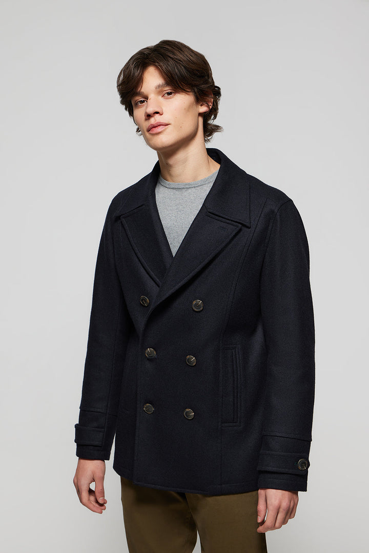 Navy-blue Calum peacoat with Polo Club details