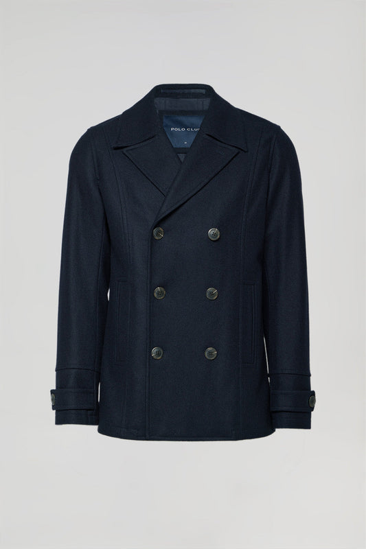 Navy-blue Calum peacoat with Polo Club details