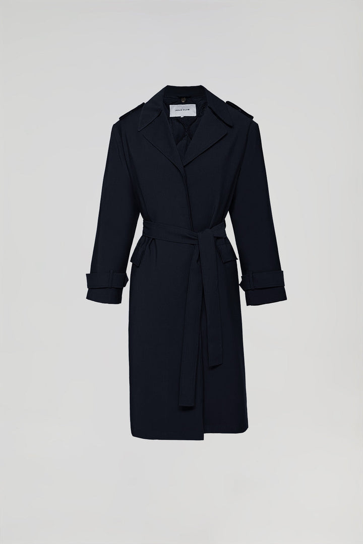 Trench-coat Celia noir avec détails Polo Club