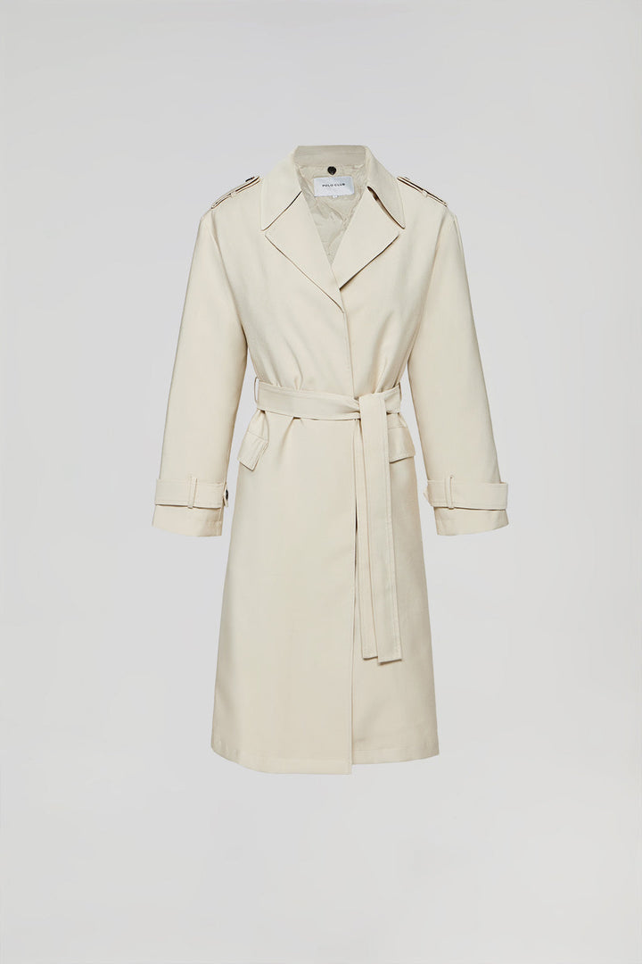 Beige Celia trench coat with Polo Club details