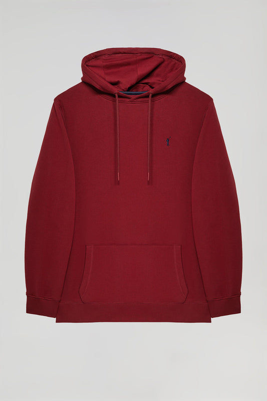 Donkerrode hoodie met zakken en Rigby Go-logo