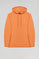 Sweatshirt orange mit Kapuze, Taschen und Rigby Go Logo
