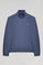 Sweatshirt denimblau mit kurzem Reißverschluss und Rigby Go Logo