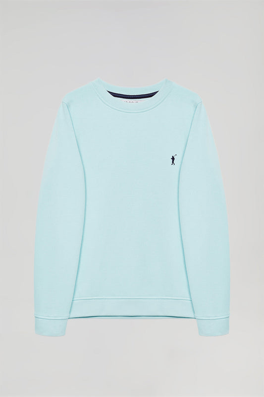 Schlichtes Sweatshirt hellblau mit Rundkragen und Rigby Go Logo