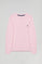 Pink round-neck basic sweatshirt with Rigby Go logo