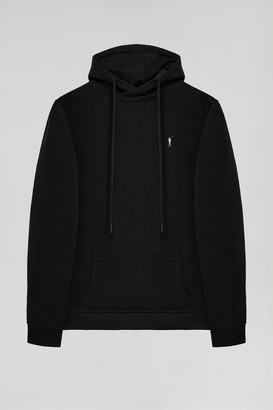 Sweatshirt schwarz mit Kapuze, Taschen und Rigby Go Logo