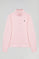 Roze sweater met halve rits en Rigby Go-logo