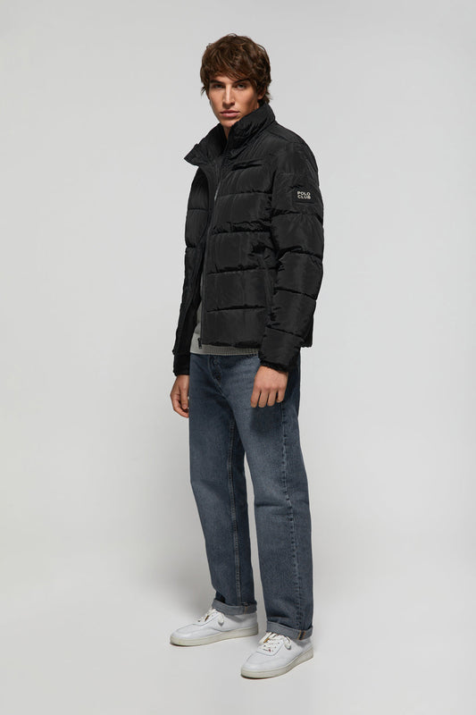 Black high-collar puffer jacket with Polo Club detail