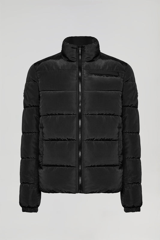 Black high-collar puffer jacket with Polo Club detail