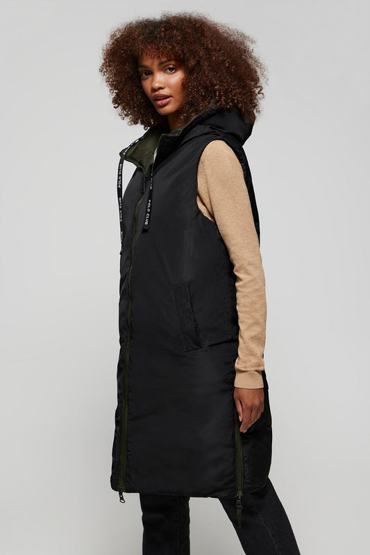 Green vest with enveloping hood and Polo Club details