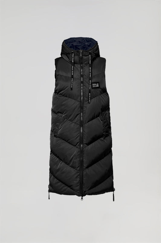 Black vest with enveloping hood and Polo Club details