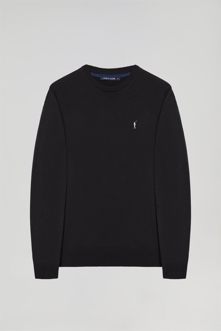 Schlichter Pullover schwarz mit Rundkragen und Rigby Go Logo