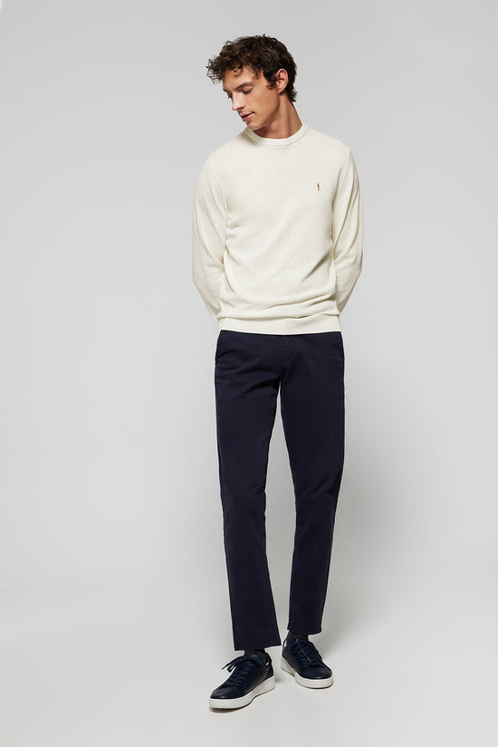 Off-white round-neck basic jumper with Rigby Go logo – Polo Club Europe