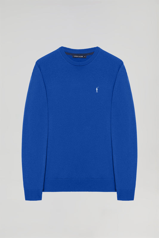Schlichter Pullover königsblau mit Rundkragen und Rigby Go Logo