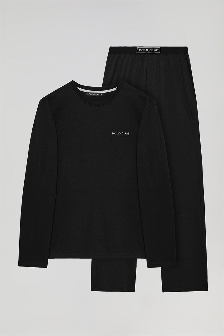 Długa jednokolorowa piżama Isaac z detalami Polo Club