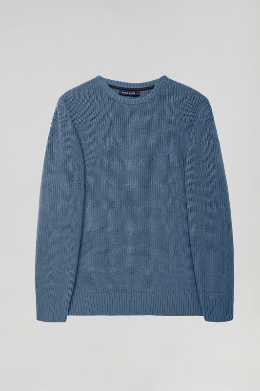 Maglione blu denim in maglia spessore 9 con logo Rigby Go