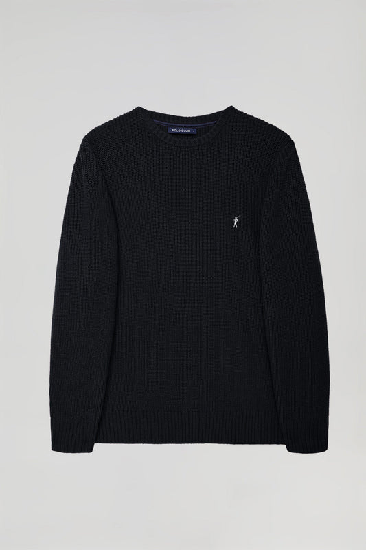 Wełniany czarny sweter o gramaturze 9 z logo Rigby Go