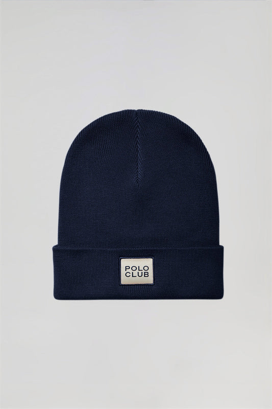 Navy-blue unisex wool beanie with Polo Club detail