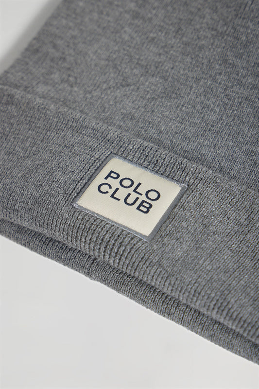 Gorro gris vigoré de lana unisex con detalle Polo Club