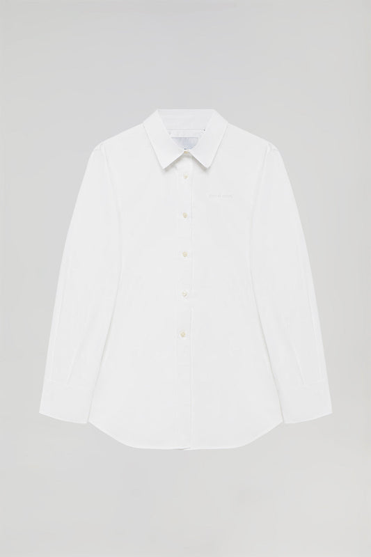 Wit oversized hemd "Cape" met geborduurd Polo Club-detail