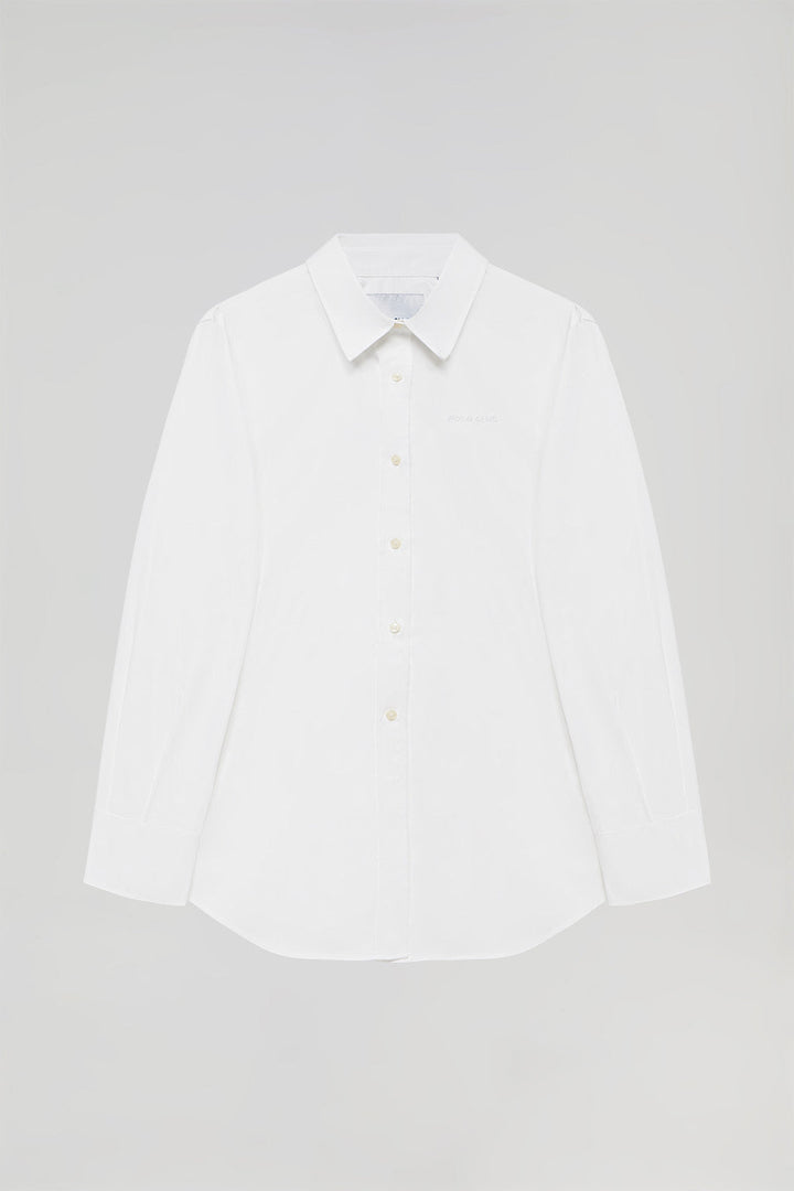 Oversize Hemd Cape weiß mit minimalistischer Polo Club Stickerei
