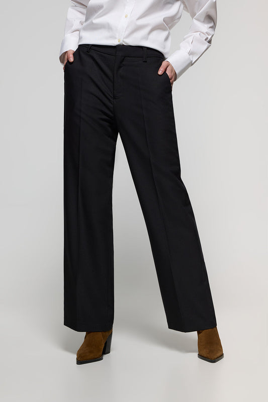 Pantaloni da vestito ampli neri con dettagli Polo Club
