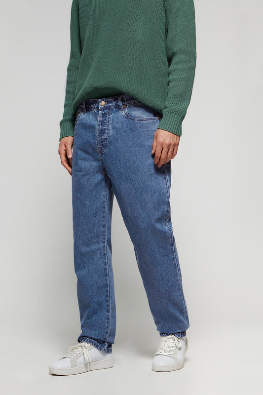 Blauwe jeans met vijf zakken en Polo Club-details