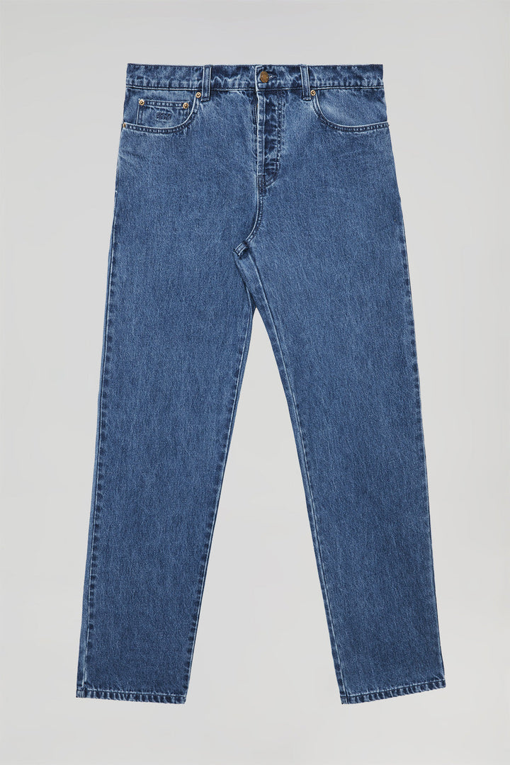 Dżinsowe spodnie w kolorze niebieskiego denimu z pięcioma kieszeniami i logo Polo Club