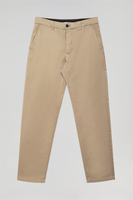Pantaloni chino beige regular fit con dettagli Polo Club