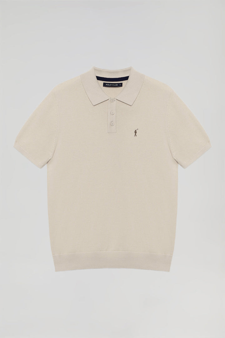 Polo en maille beige avec une broderie Rigby Go
