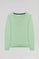 Light-green V-neck basic knit jumper with Rigby Go logo