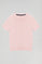 Gebreide trui in gemêleerd roze met ronde hals en korte mouwen met Rigby Go-logo