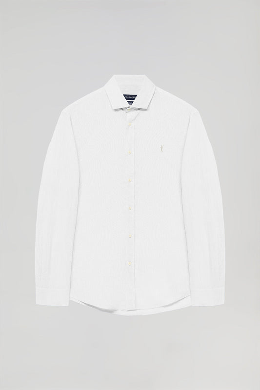 Camisa de lino y algodón blanca con logo Rigby Go