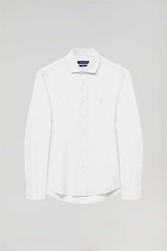 Camicia slim in lino e cotone bianca con logo Rigby Go