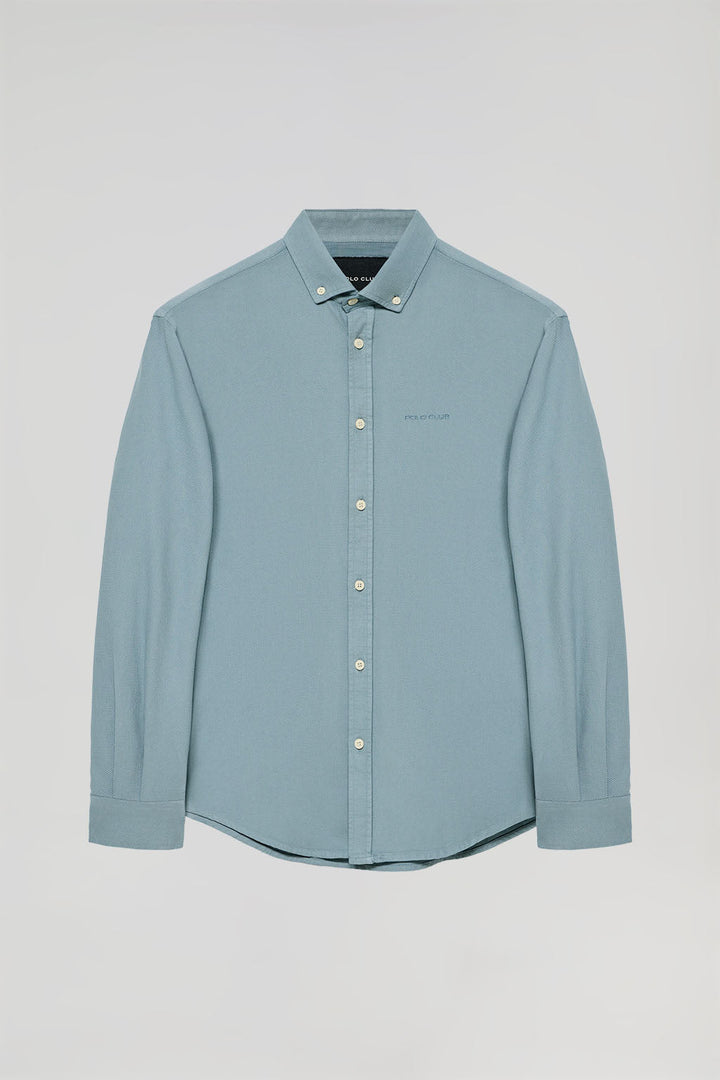 Camicia in cotone color blu con logo Polo Club
