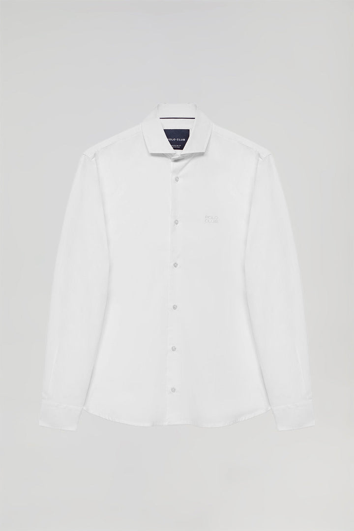 Camisa superslim fit blanca de algodón con logo Polo Club