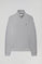 Sweater in gemêleerd grijs met halve rits en Rigby Go-logo