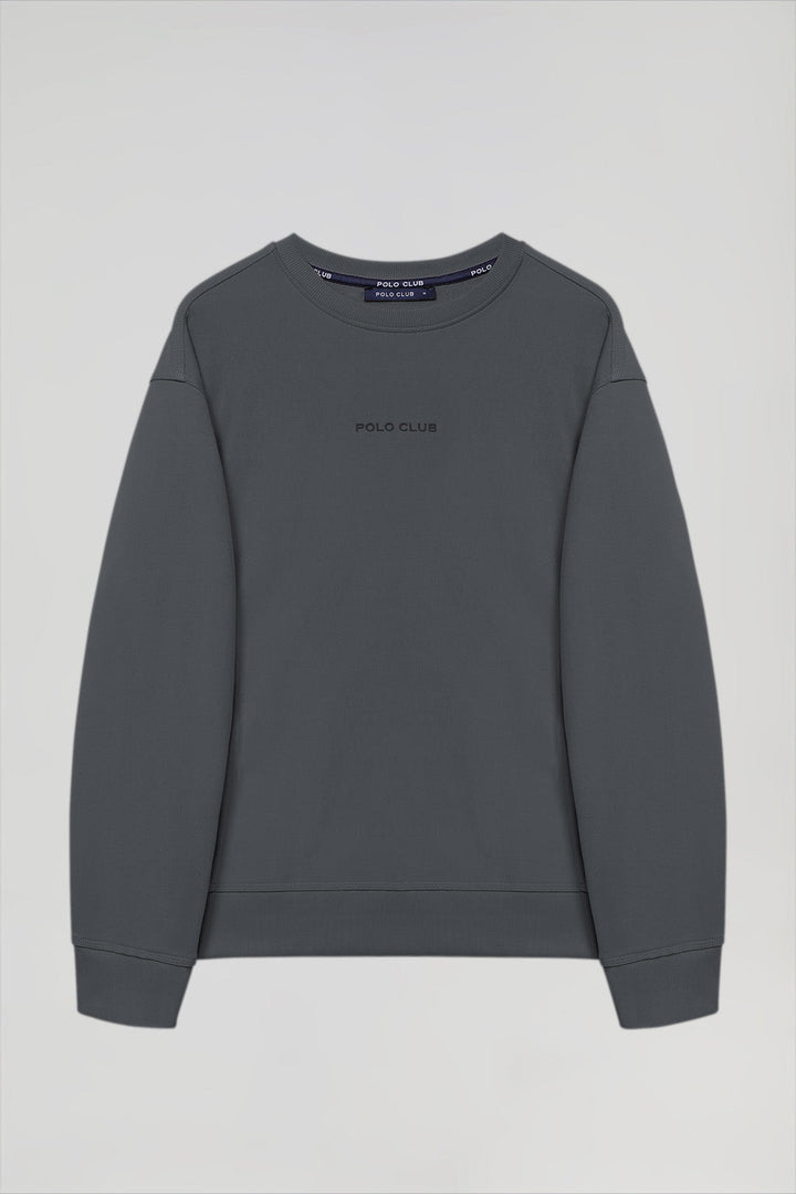 Basic-Sweatshirt mit Rundkragen asphaltgrau Minimal Polo Club