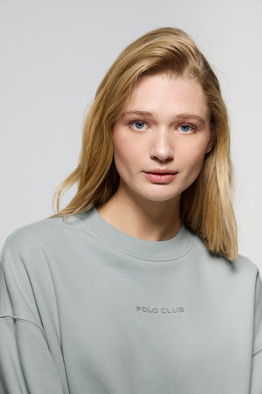 Basic grijsachtige sweater met ronde hals en Minimal Polo Club-logo