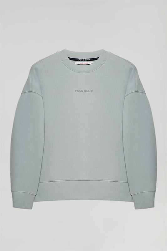 Basic grijsachtige sweater met ronde hals en Minimal Polo Club-logo