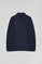 Marineblauwe sweater met polokraag en geborduurd Rigby Go-logo